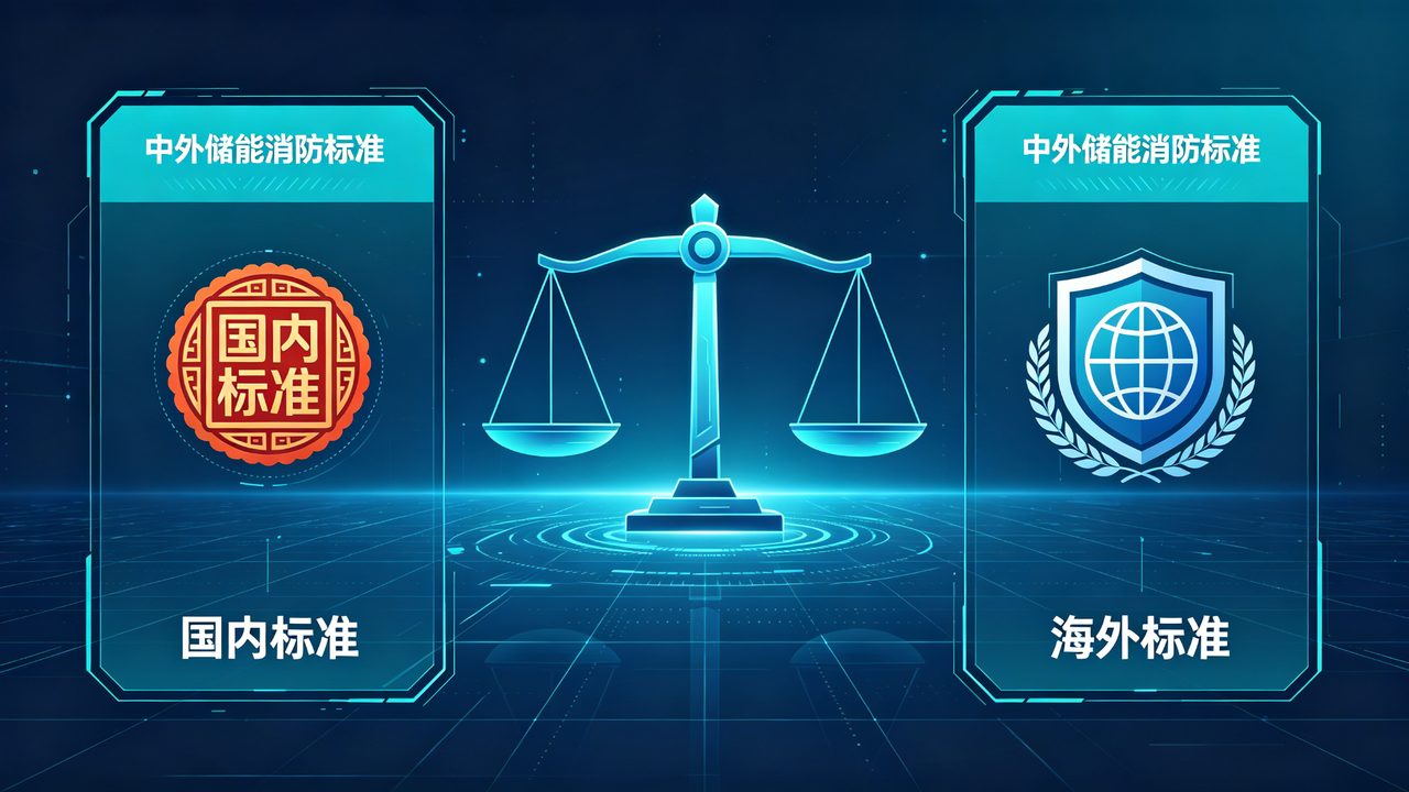 国内外储能消防标准对比示意图